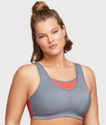 Glamorise No-Bounce Camisole Elite Wire-Free Sports Bra - Gray/Coral Swatch Image