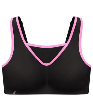 thumbnailGlamorise No-Bounce Camisole Wire-free Sports Bra - Black/Pink Bras 