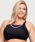 Glamorise No-Bounce Camisole Wire-Free Sports Bra - Black/Pink Swatch Image