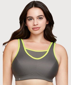 Glamorise No-Bounce Camisole Wire-Free Sports Bra - Gray/Yellow - Curvy