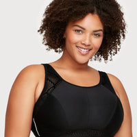 Glamorise No Sweat Mesh Wire Free Sports Bra Black Curvy