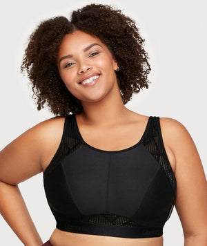 Glamorise No Sweat Mesh Wire Free Sports Bra Black Curvy