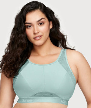 Glamorise No-Sweat Mesh Wire-Free Sports Bra - Jade - Curvy