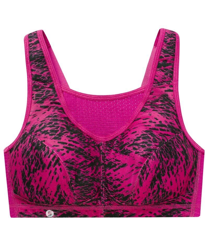 Glamorise No-Bounce Camisole Elite Wire-free Sports Bra - Fuchsia Print Bras 
