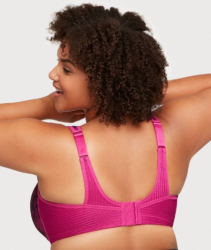 Glamorise No-Bounce Camisole Elite Wire-free Sports Bra - Fuchsia Print Bras 