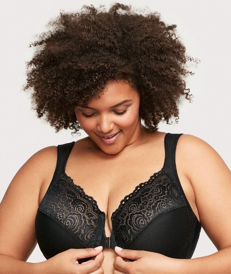 Glamorise WonderWire Front-Closure Bra - Black - Curvy