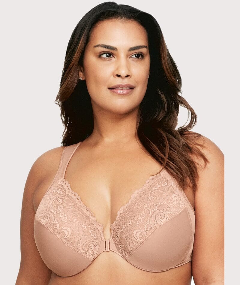 Glamorise WonderWire Front-Closure Bra - Cappuccino - Curvy