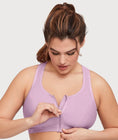 Glamorise Zip Up Front-Closure Wire-Free Sports Bra - Lavender Swatch Image