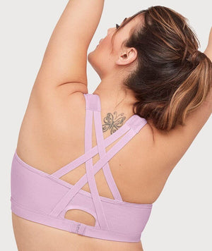 Glamorise Zip Up Front-Closure Sports Bra - Lavender Bras 