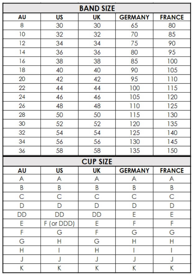 Glamorise sports bra size chart sales