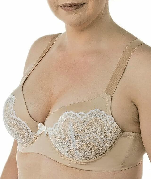  Womens Lace Nursing Bra Wirefree Padded Breastfeeding  Maternity Bralette Cute Beige1 32D