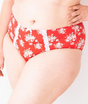 Lady Emprezz Shirley High Rise Brief - Red Vintage Knickers 