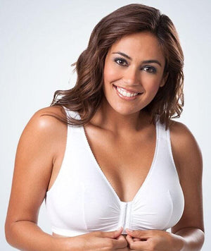 Leading Lady The Meryl Cotton Front Opening Wire-free Leisure Bra - Wh -  Curvy