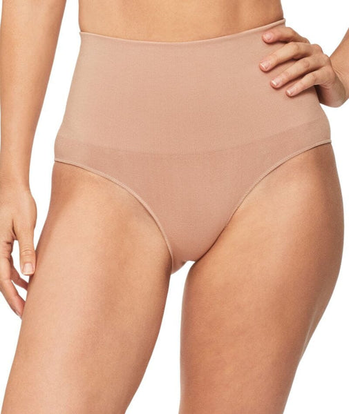 Nancy Ganz X-Factor High Waisted Thong Brief In Warm Taupe