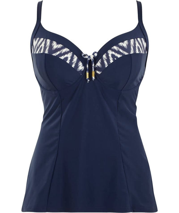 Panache Swimwear Oceana DJ Cup Tankini Top Navy Curvy