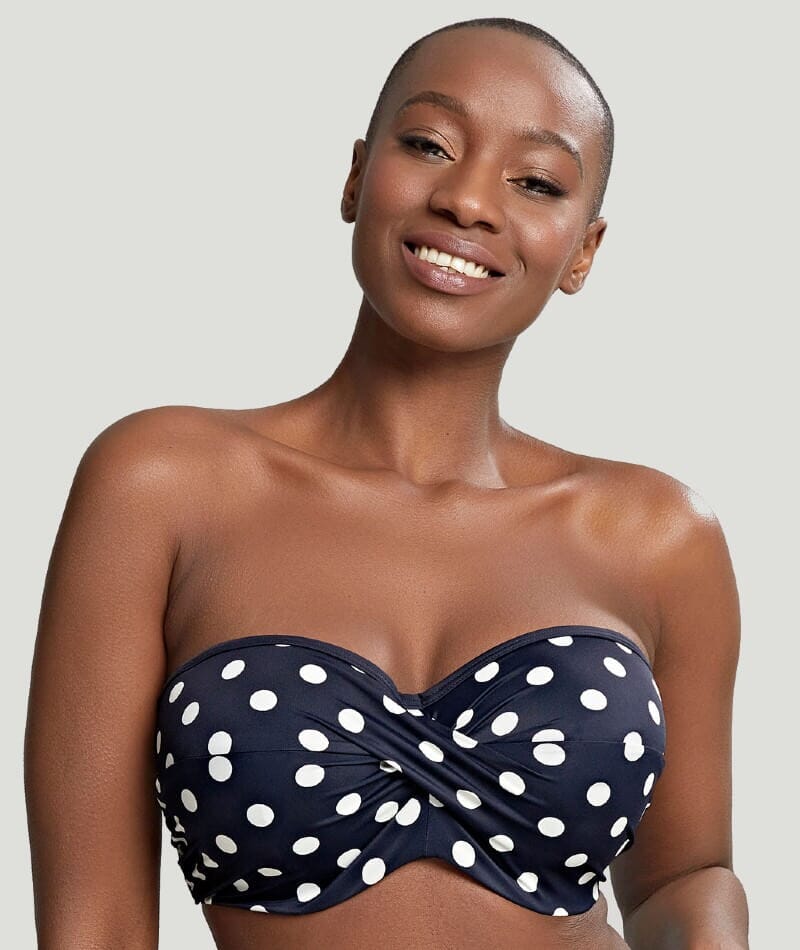 Panache Swimwear Anya Riva Spot Twist Bandeau Bikini Navy
