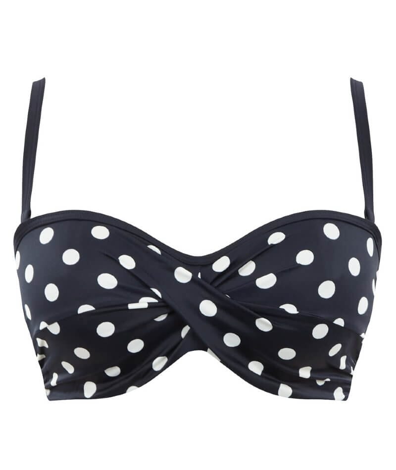 Panache Swimwear Anya Riva Spot Twist Bandeau Bikini - Navy/Vanila Swim 