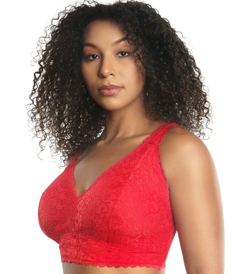 Parfait Adriana Wire-free Full Bust Lace Bralette - Racing Red - Curvy