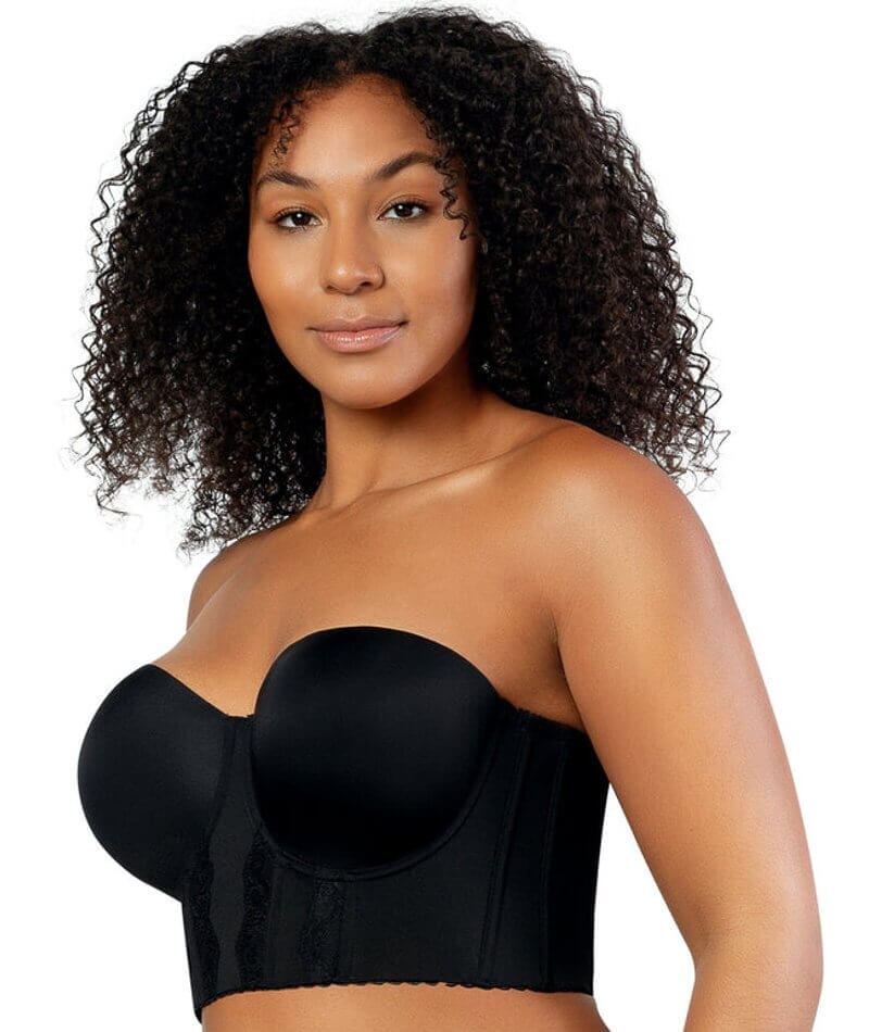 Parfait Elissa Seamless Underwire Padded Longline Strapless Bra - Blac -  Curvy