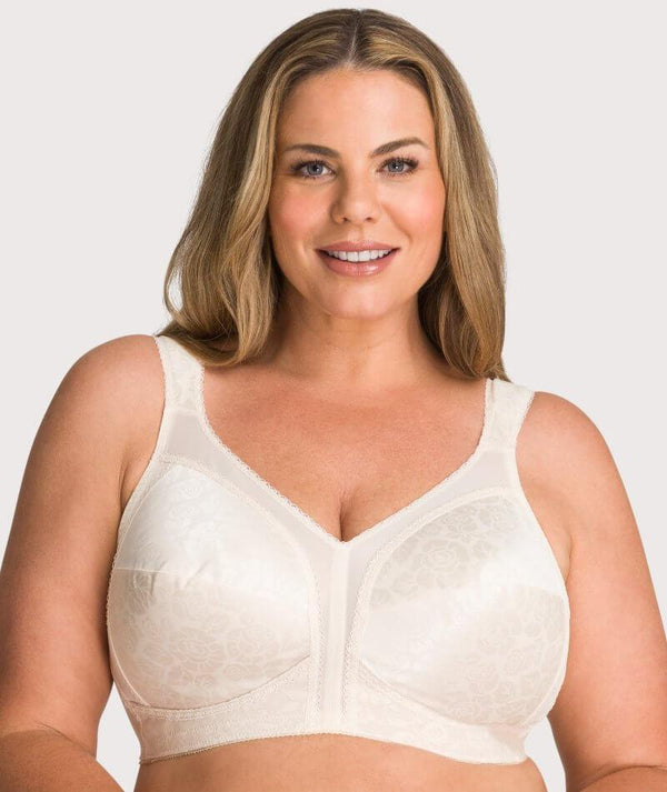Exquisite Form Fully Cotton Soft Cup Wire-Free Bra With Lace - White
