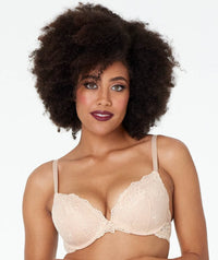 Pleasure State My Fit Lace Push Up Plunge Bra - Frappe