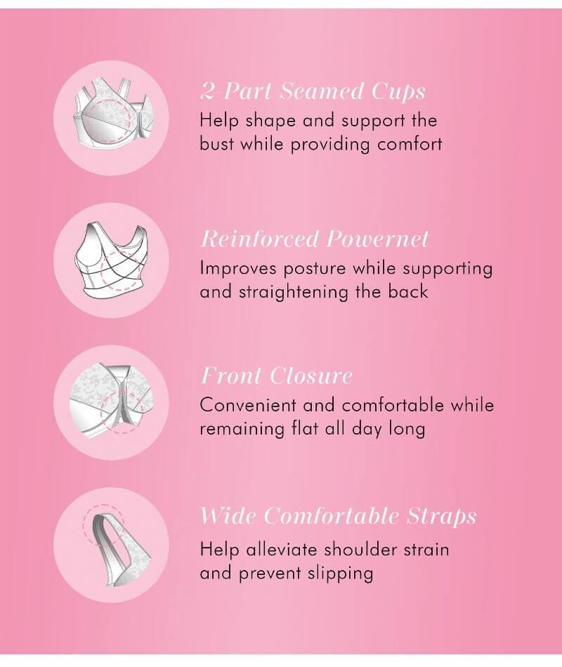 Exquisite Form Fully Front Close WireFree Posture Bra With Lace Whi