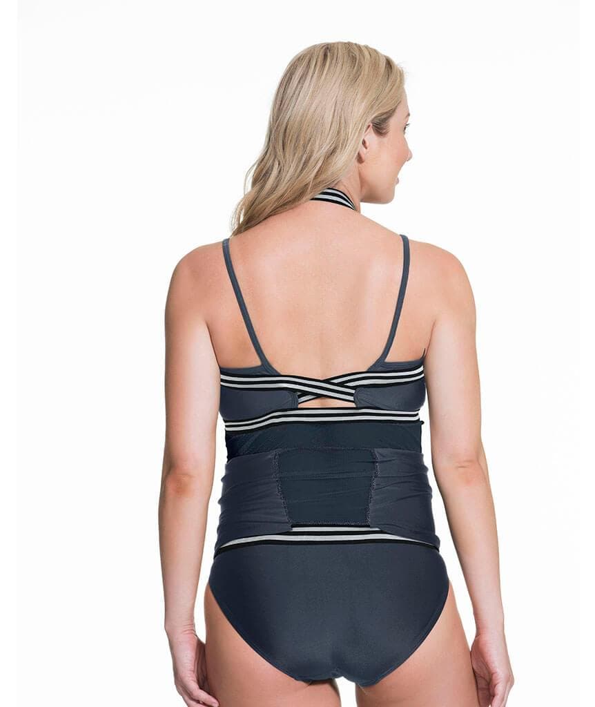 Rosewater Chinotto Maternity Tankini Swimwear Set - Grey - Curvy