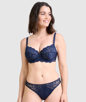 Sans Complexe Ariane Full Cup Underwired Lace Bra - Marine Blue - Curvy