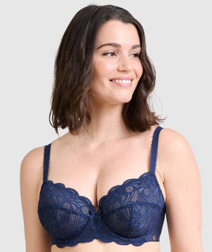 Sans Complexe Ariane Full Cup Underwired Lace Bra - Marine Blue - Curvy