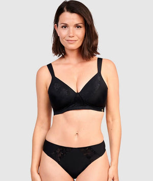 Sans Complexe Perfect Shape Wide Strap Wire-free Padded Bra - Black - Curvy