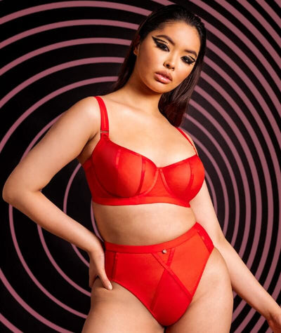 Scantilly Sheer Chic Balcony Bra - Flame Red Bras