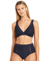 Sea Level Amazing Lace Cross Front D-DD Cup Panelled Bralette - Night Sky Swim