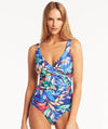 Sea Level Cabana Cross Front A-DD Cup One Piece Swimsuit - Royal Swim