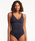 Sea Level Eco Essentials Cross Front A-DD Cup One Piece Swimsuit - Night Sky Navy Swatch Image