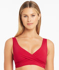 Sea Level Eco Essentials Cross Front A-DD Cup Bikini Top - Red Swatch Image