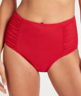 Sea Level Eco Essentials Gathered Side High Waist Bikini Brief - Red Swatch Image