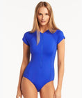 Sea Level Eco Essentials Short Sleeve A-DD Cup One Piece Swimsuit - Cobalt Swatch Image