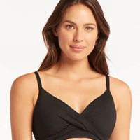 Sea Level Eco Essentials Twist Front DD-E Cup Bikini Top - Black