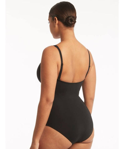 Sea Level Essentials Cross Front B-DD Cup One Piece Swimsuit - Black Swim