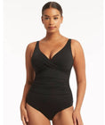 Sea Level Eco Essentials Cross Front A-DD Cup One Piece Swimsuit - Black Swatch Image