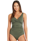 Sea Level Eco Essentials Cross Front A-DD Cup One Piece Swimsuit - Khaki Swatch Image