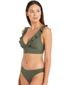 Sea Level Essentials Frill Bikini Top - Khaki Swim