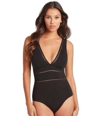 Sea Level Essentials Spliced B-DD Cup One Piece Swimsuit - Black Swim