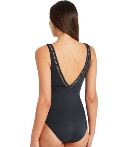 Sea Level Lola Shimmer Cross Front A-DD Cup Spliced One Piece Swimsuit - Charcoal Swim