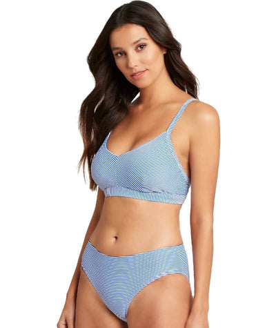 Sea Level Positano Stripe Mid Bikini Brief - Azure Swim