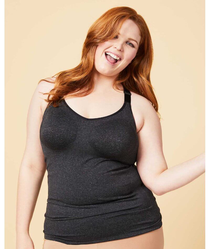 Sugar Candy Fuller Bust Seamless F-HH Cup Lounge Tank - Charcoal - Curvy