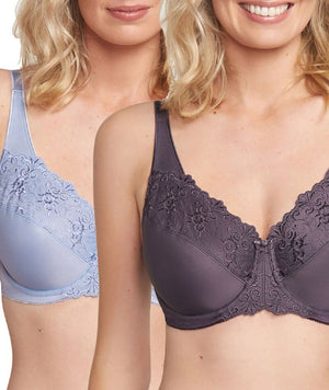 thumbnailTriumph Embroidered Minimiser Bra 2 Pack - Ink Grey/Silver Shadow Bras 