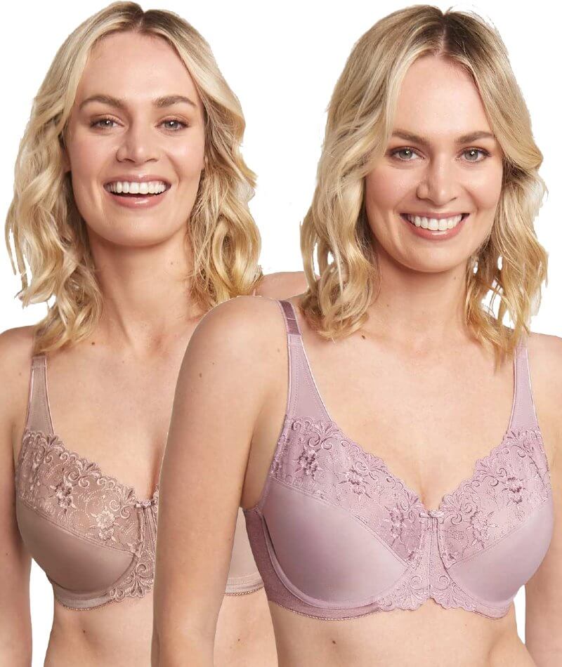 Triumph Embroidered Minimiser Bra 2 Pack - Lilac/Chocolate Mousse - Curvy