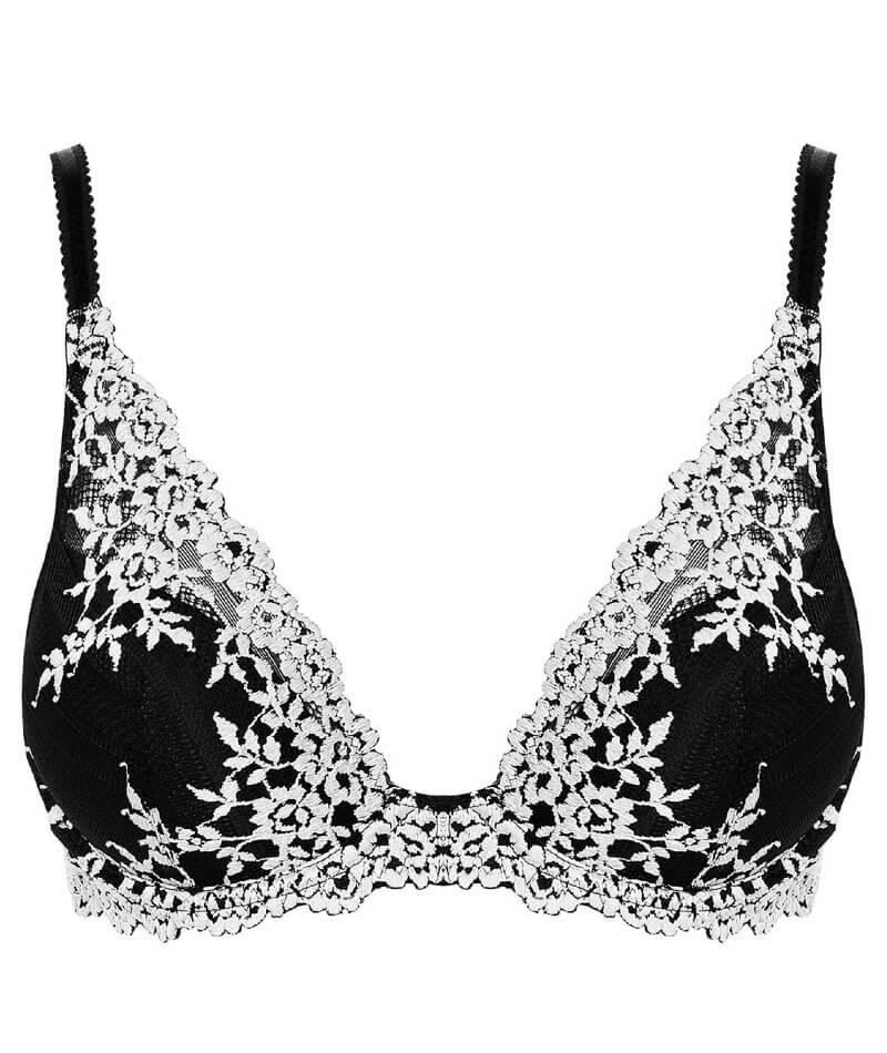 Wacoal Embrace Lace Plunge Underwire Bra - Black Bras 
