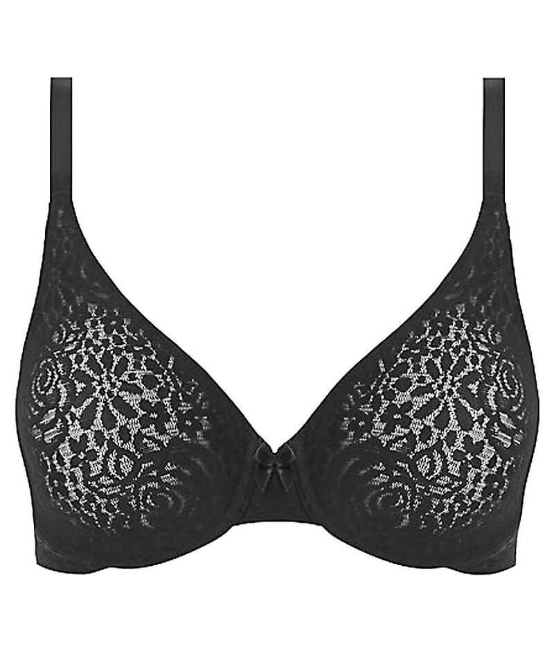 Wacoal Halo Lace Moulded Underwire Bra - Black Bras 